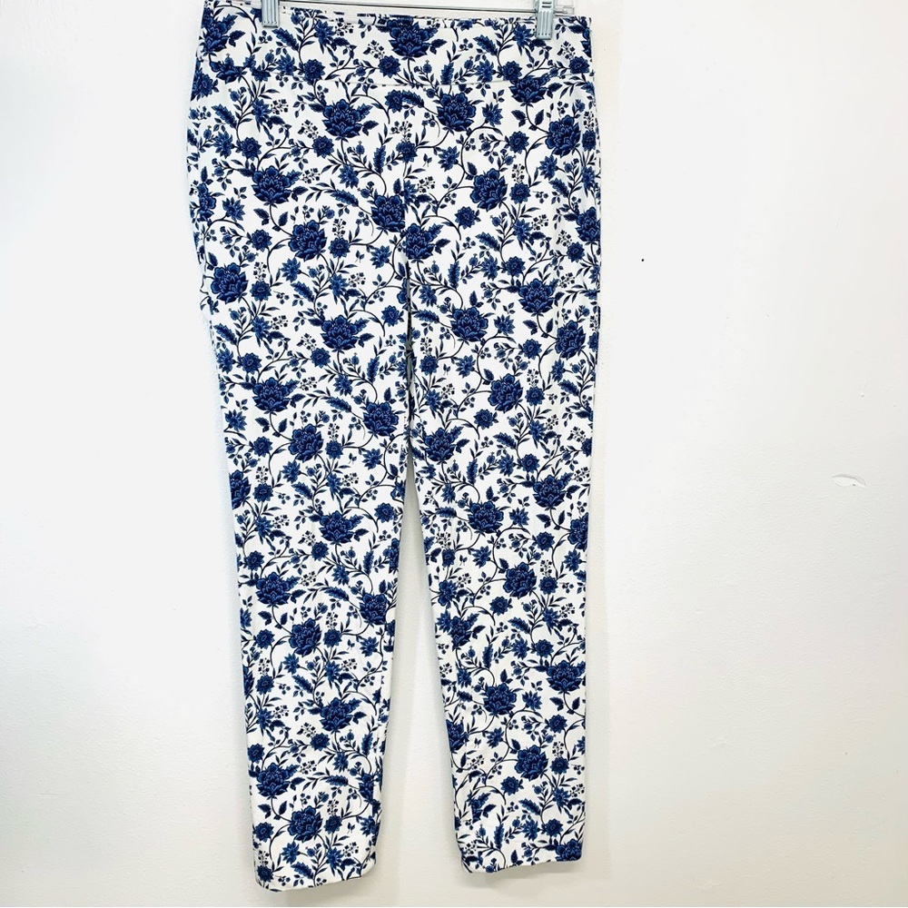 Talbots Ankle Pants - blue and white floral pattern